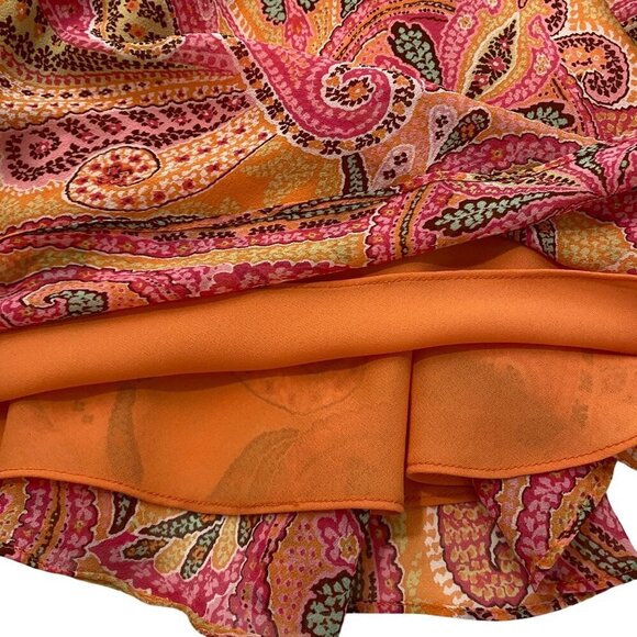 Ann Taylor Vintage Paisley silk chiffon Halter Midi Dress Orange Pink women’s 4 - Picture 5 of 12